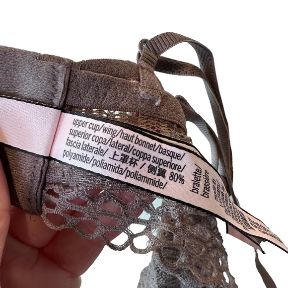 Victorias Secret Bra Women Bralette Lace Mesh Adjustable Straps Gray Extra Small - Picture 7 of 12